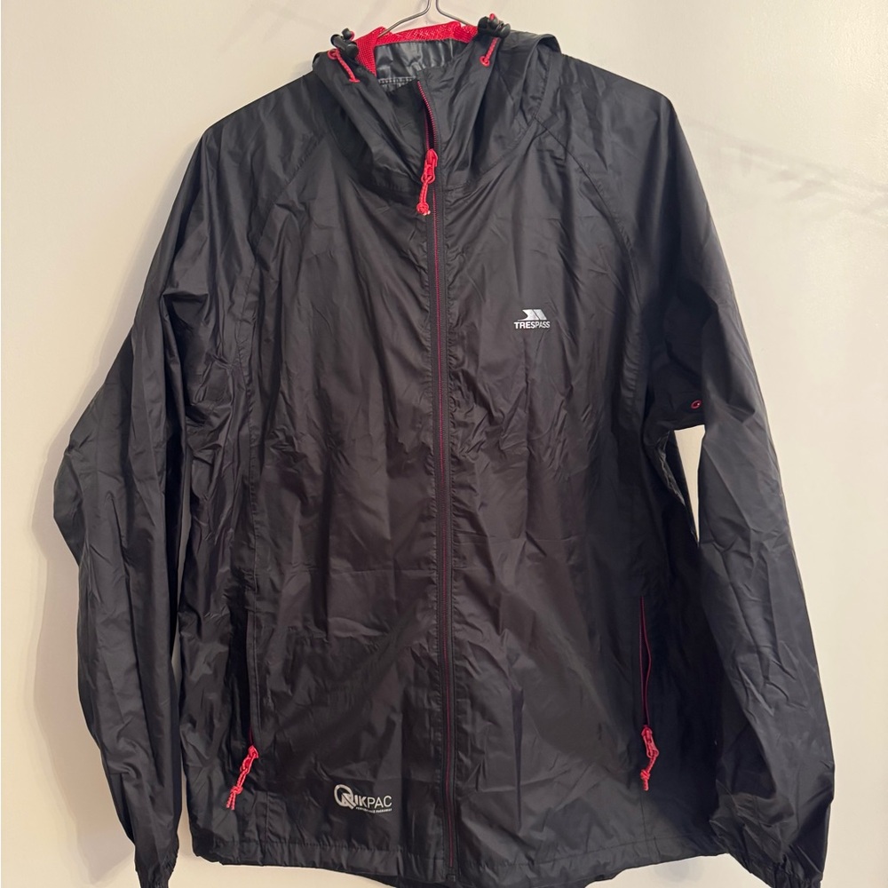 Trespass Qikpac Black Rain Windbreaker Jacket